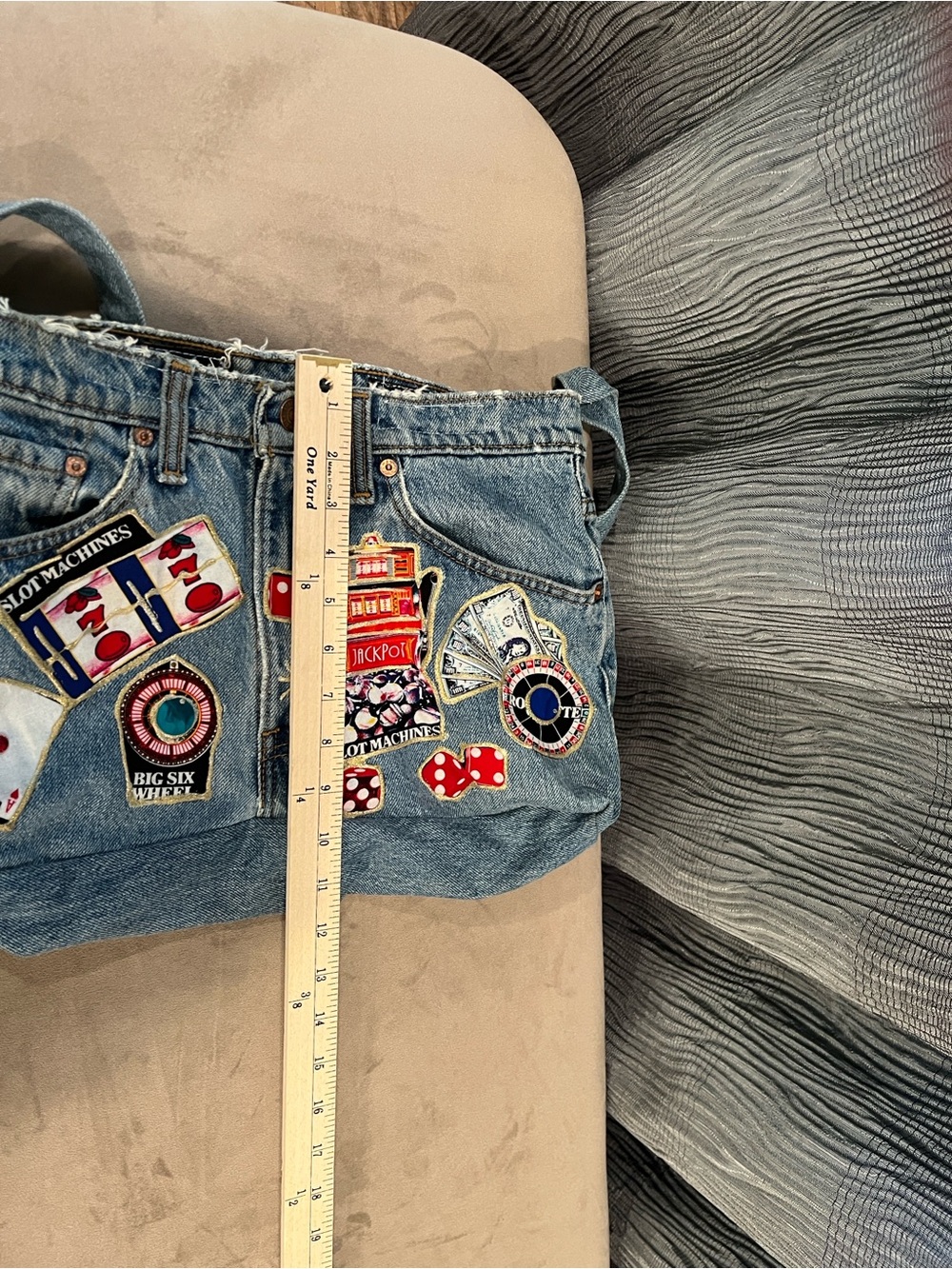 Levi's Blue Denim Tote with Red & Gold Casino Patches - Picture 4 of 5